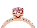 Rose gold Oval Cut Cut Diamond Pavé Band with Four-Prong Setting_4