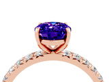 Rose gold Oval Cut Cut Diamond Pavé Band with Four-Prong Setting_4