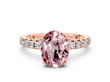 Rose gold Oval Cut Cut Diamond Pavé Band with Four-Prong Setting