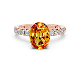 Rose gold Oval Cut Cut Diamond Pavé Band with Four-Prong Setting