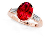 Rose gold Oval Cut Cut Diamond Ring with Tapered Baguette Side Stones in Four-Prong Setting_1