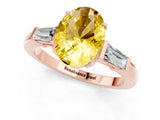 Rose gold Oval Cut Cut Diamond Ring with Tapered Baguette Side Stones in Four-Prong Setting_1