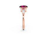 Rose gold Oval Cut Cut Diamond Ring with Tapered Baguette Side Stones in Four-Prong Setting_2