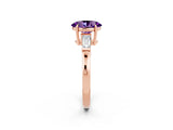 Rose gold Oval Cut Cut Diamond Ring with Tapered Baguette Side Stones in Four-Prong Setting_2