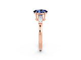 Rose gold Oval Cut Cut Diamond Ring with Tapered Baguette Side Stones in Four-Prong Setting_2