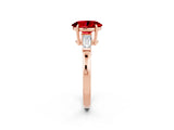 Rose gold Oval Cut Cut Diamond Ring with Tapered Baguette Side Stones in Four-Prong Setting_2
