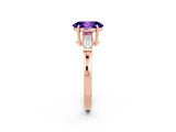Rose gold Oval Cut Cut Diamond Ring with Tapered Baguette Side Stones in Four-Prong Setting_2