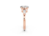Rose gold Oval Cut Cut Diamond Ring with Tapered Baguette Side Stones in Four-Prong Setting_2