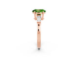Rose gold Oval Cut Cut Diamond Ring with Tapered Baguette Side Stones in Four-Prong Setting_2