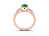 Rose gold Oval Cut Cut Diamond Ring with Tapered Baguette Side Stones in Four-Prong Setting_3