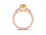 Rose gold Oval Cut Cut Diamond Ring with Tapered Baguette Side Stones in Four-Prong Setting_3
