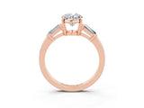 Rose gold Oval Cut Cut Diamond Ring with Tapered Baguette Side Stones in Four-Prong Setting_3
