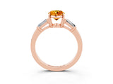 Rose gold Oval Cut Cut Diamond Ring with Tapered Baguette Side Stones in Four-Prong Setting_3