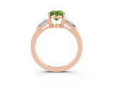 Rose gold Oval Cut Cut Diamond Ring with Tapered Baguette Side Stones in Four-Prong Setting_3