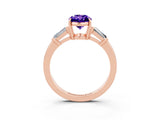 Rose gold Oval Cut Cut Diamond Ring with Tapered Baguette Side Stones in Four-Prong Setting_3