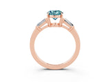 Rose gold Oval Cut Cut Diamond Ring with Tapered Baguette Side Stones in Four-Prong Setting_3