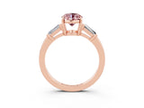 Rose gold Oval Cut Cut Diamond Ring with Tapered Baguette Side Stones in Four-Prong Setting_3
