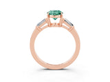 Rose gold Oval Cut Cut Diamond Ring with Tapered Baguette Side Stones in Four-Prong Setting_3