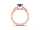 Rose gold Oval Cut Cut Diamond Ring with Tapered Baguette Side Stones in Four-Prong Setting_3