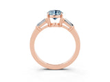Rose gold Oval Cut Cut Diamond Ring with Tapered Baguette Side Stones in Four-Prong Setting_3
