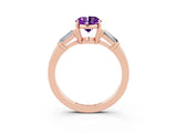 Rose gold Oval Cut Cut Diamond Ring with Tapered Baguette Side Stones in Four-Prong Setting_3