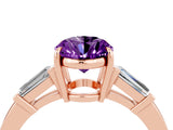Rose gold Oval Cut Cut Diamond Ring with Tapered Baguette Side Stones in Four-Prong Setting_4