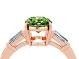 Rose gold Oval Cut Cut Diamond Ring with Tapered Baguette Side Stones in Four-Prong Setting_4