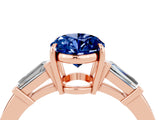 Rose gold Oval Cut Cut Diamond Ring with Tapered Baguette Side Stones in Four-Prong Setting_4