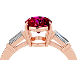Rose gold Oval Cut Cut Diamond Ring with Tapered Baguette Side Stones in Four-Prong Setting_4