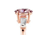 Rose gold Oval Cut Cut Diamond Ring with Tapered Baguette Side Stones in Four-Prong Setting_5