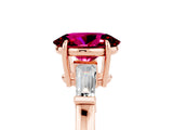 Rose gold Oval Cut Cut Diamond Ring with Tapered Baguette Side Stones in Four-Prong Setting_5