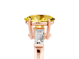 Rose gold Oval Cut Cut Diamond Ring with Tapered Baguette Side Stones in Four-Prong Setting_5
