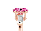 Rose gold Oval Cut Cut Diamond Ring with Tapered Baguette Side Stones in Four-Prong Setting_5
