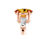 Rose gold Oval Cut Cut Diamond Ring with Tapered Baguette Side Stones in Four-Prong Setting_5
