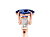 Rose gold Oval Cut Cut Diamond Ring with Tapered Baguette Side Stones in Four-Prong Setting_5