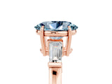 Rose gold Oval Cut Cut Diamond Ring with Tapered Baguette Side Stones in Four-Prong Setting_5
