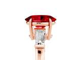 Rose gold Oval Cut Cut Diamond Ring with Tapered Baguette Side Stones in Four-Prong Setting_5