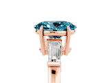 Rose gold Oval Cut Cut Diamond Ring with Tapered Baguette Side Stones in Four-Prong Setting_5