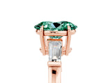 Rose gold Oval Cut Cut Diamond Ring with Tapered Baguette Side Stones in Four-Prong Setting_5