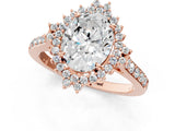 Rose gold Oval Cut Cut Diamond Sunburst Halo Engagement Ring with Pavé Band_4