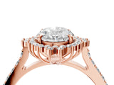 Rose gold Oval Cut Cut Diamond Sunburst Halo Engagement Ring with Pavé Band_7