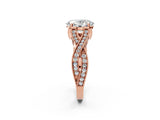 Rose gold Oval Cut Cut Diamond Twisted Band with Milgrain Pave Setting and Four-Prong Setting_4