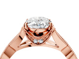 Rose gold Oval Cut Cut Diamond Twisted Band with Milgrain Pave Setting and Four-Prong Setting_6