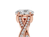 Rose gold Oval Cut Cut Diamond Twisted Band with Milgrain Pave Setting and Four-Prong Setting_7