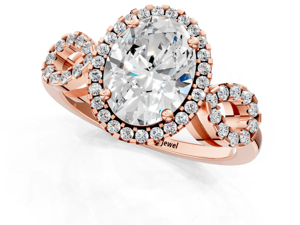 Rose Gold Oval Pave Infinity Halo Engagement Ring Setting