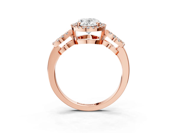 Rose Gold Oval Pave Infinity Halo Engagement Ring Setting