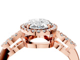 Rose gold Oval Cut Cut Halo Diamond Infinity Band with Four-Prong Setting_13
