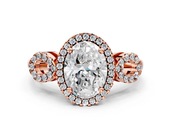 Rose Gold Oval Pave Infinity Halo Engagement Ring Setting