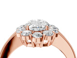 Rose gold Oval Cut Cut Halo Diamond Pavé Engagement Ring with Milgrain Detailing_19