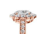Rose gold Oval Cut Cut Halo Diamond Pavé Engagement Ring with Milgrain Detailing_20